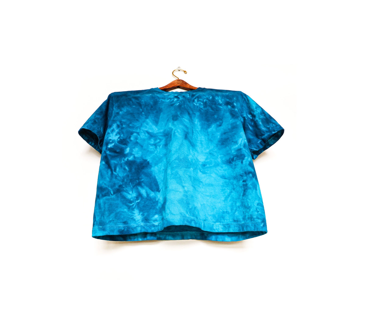 Blue Tie Dye Shirt Crop Top