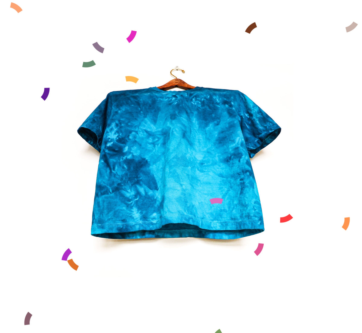 Blue Tie Dye Shirt Crop Top