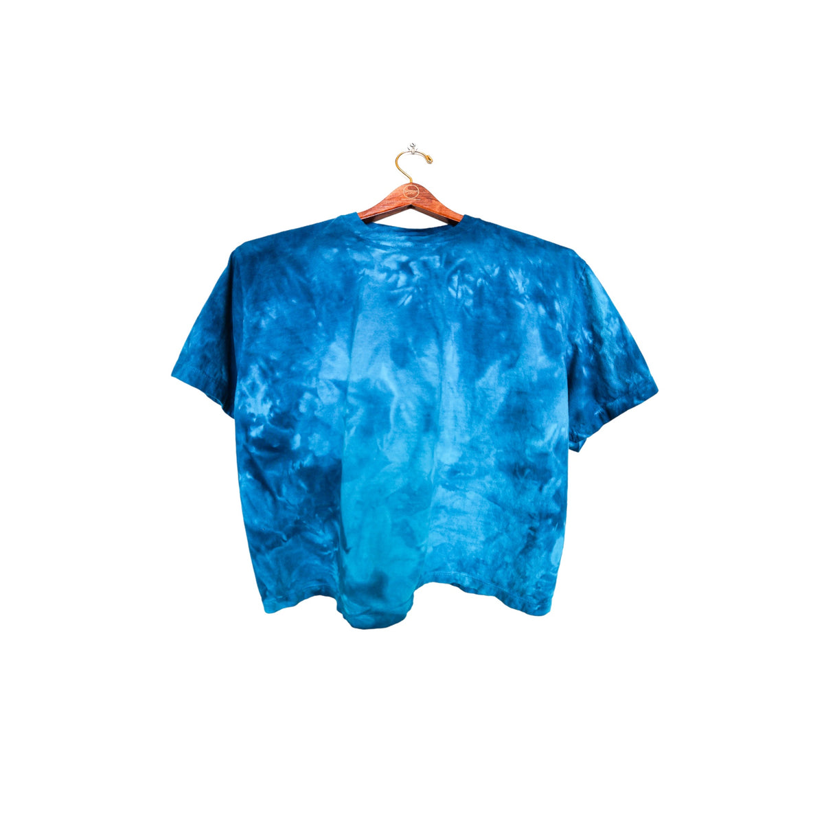Blue Tie Dye Shirt Crop Top